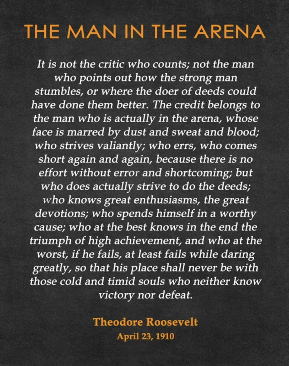 The Man in the Arena — Theodore Roosevelt, April 23, 1910